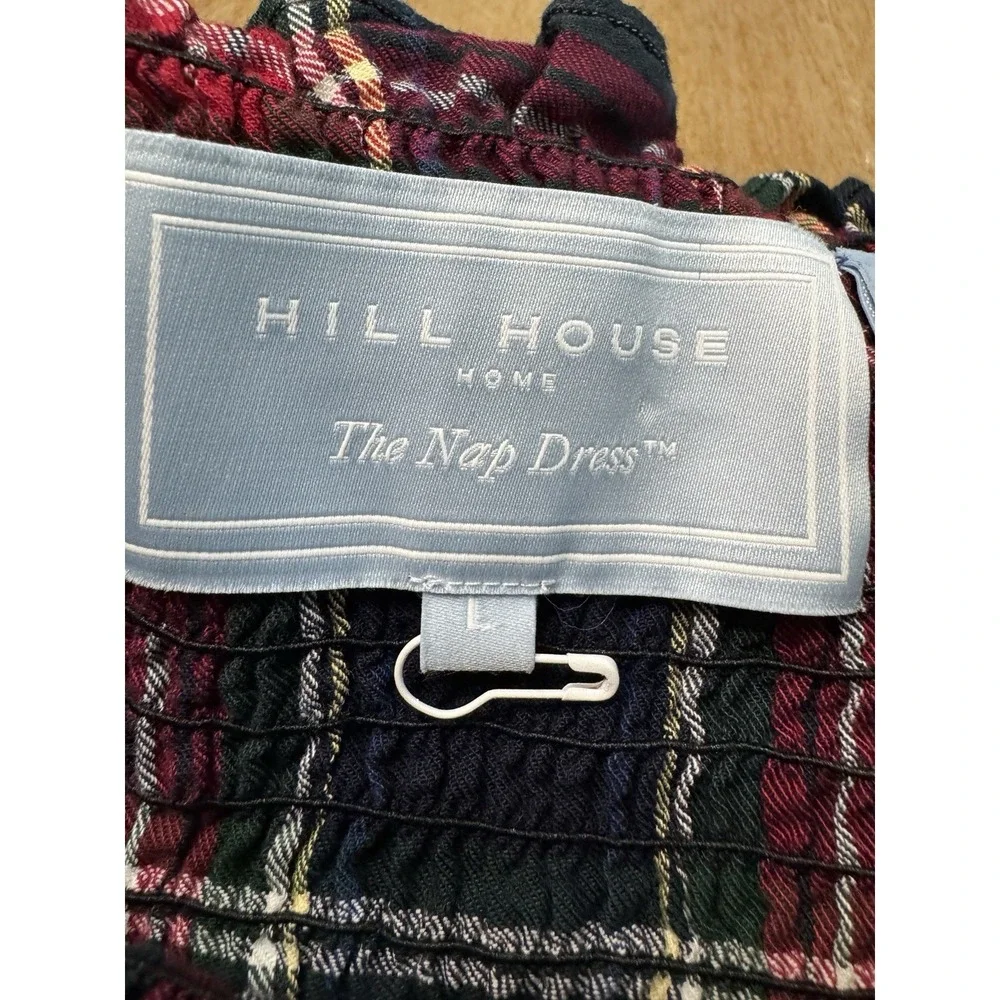 Hill House Ellie Midi Nap Dress Navy Tartan Plaid Size Large - Picture 8 of 10
